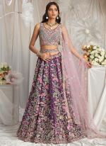 Poly Georgette Purple Wedding Wear Sequins Work Lehenga Choli